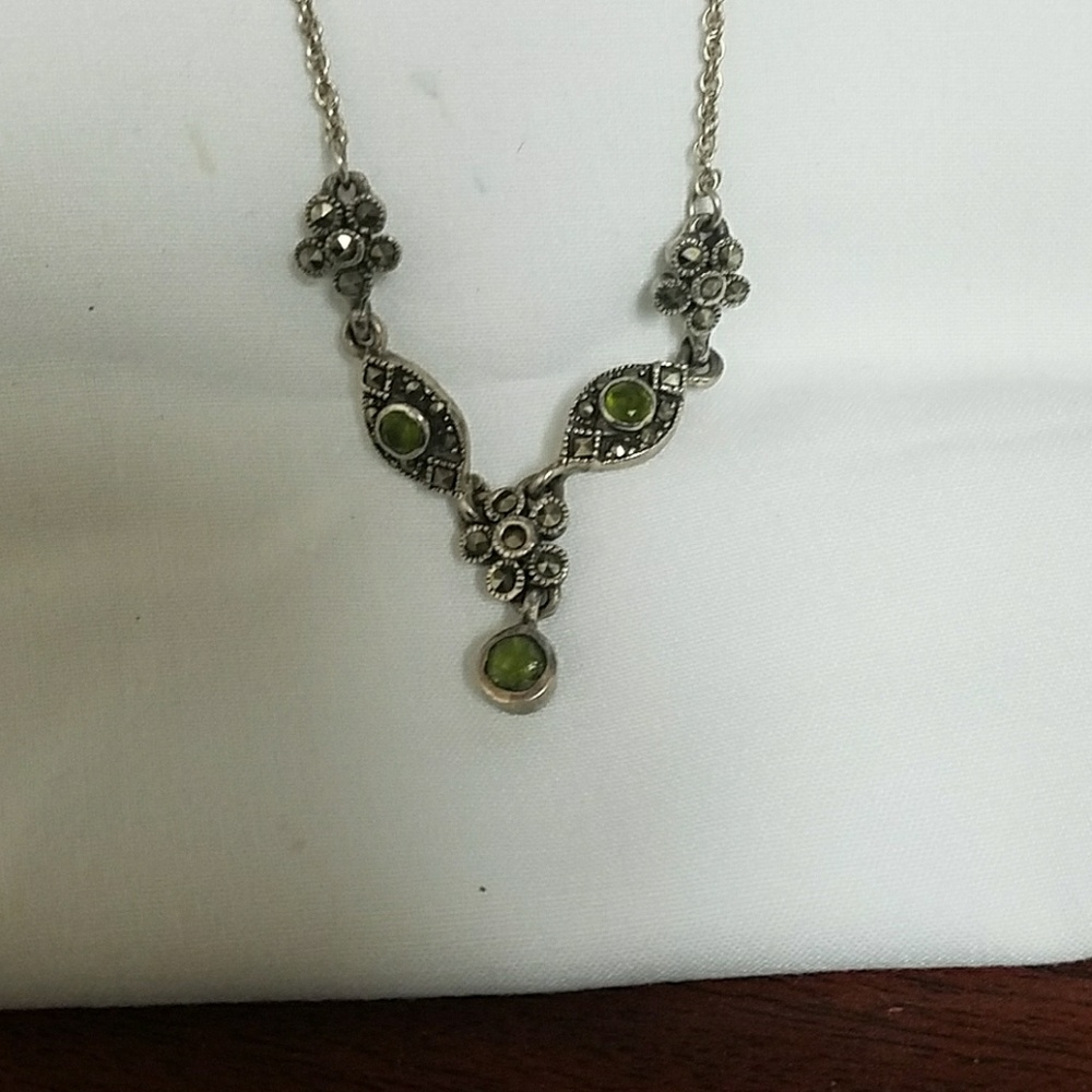 Peridot and marcasite  necklace